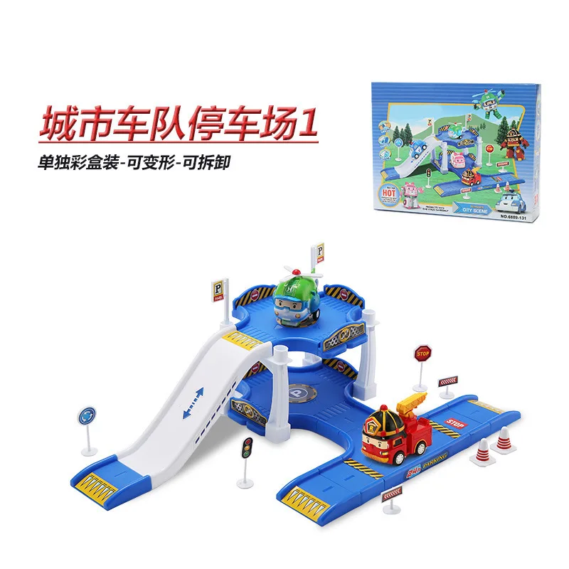 

South Korea Cute City Deformation Robot Educational Children Toy Railway Parking Lot Model