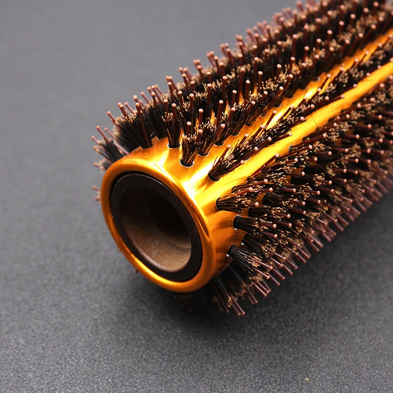 5pcs set Wooden Handle Hair Rolling Brush Natural Boar Bristle Round Brush For Hair Drying Styling Curling 4