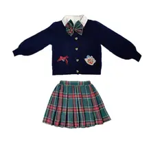 

Girls Spring Autumn JK Shool Uniform Suit Set Children Sweater Shirts Skirts Clothing Set Kids Party Dance Performance Costume