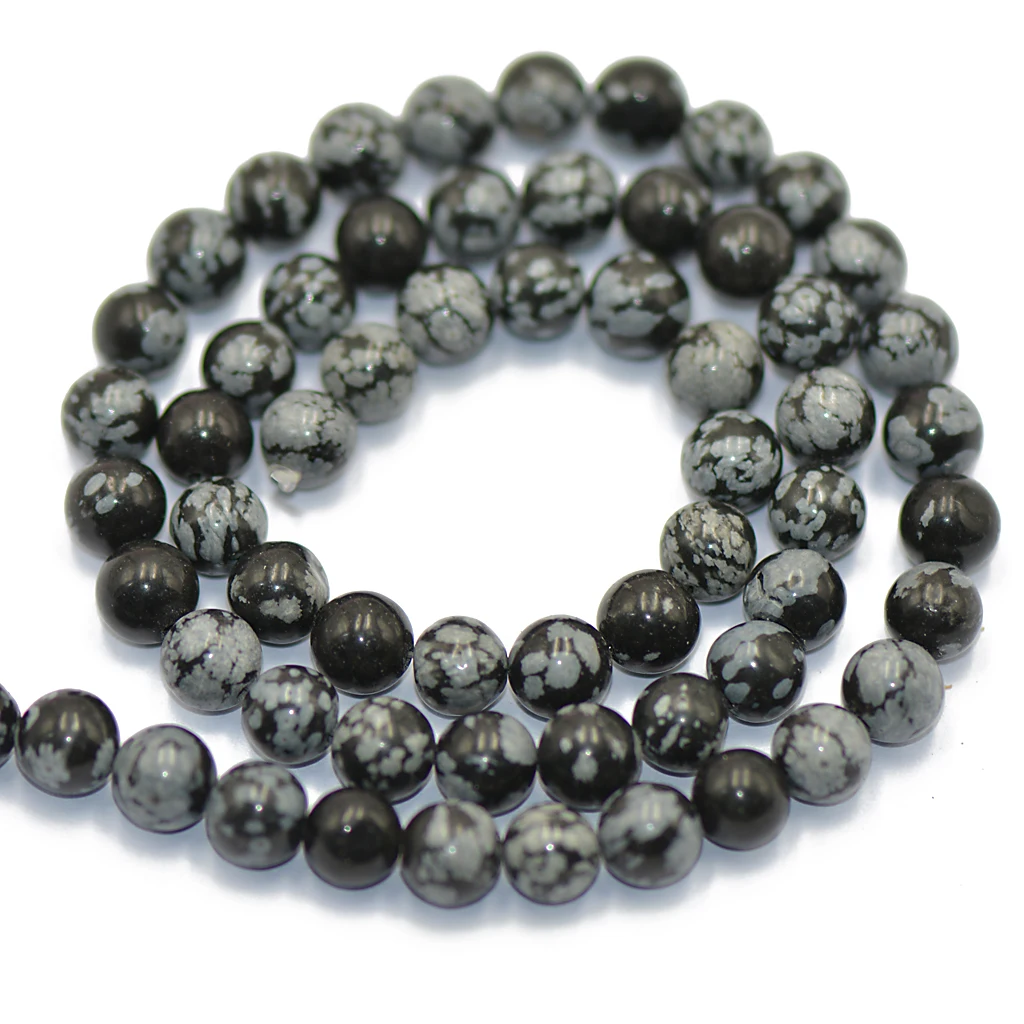 Snowflake Obsidian Round Gemstone Loose Beads Strand 6 Mm / 15 Inch