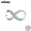 WOSTU Hot Sale 100% 925 Sterling Silver Heart Infinity love Charm Fit Original Bracelet Pendant Beads For Jewelry Making ► Photo 3/6