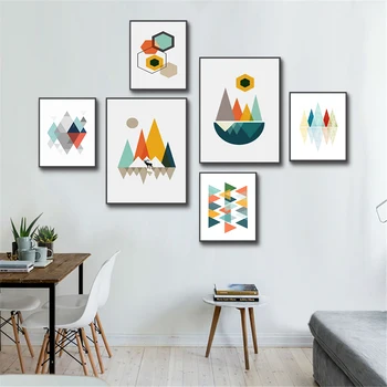 

Nordic Style Abstract Geometry Cartoon Poster Canvas Print Painting for Art Home Art Decoration Art Posters No Frame