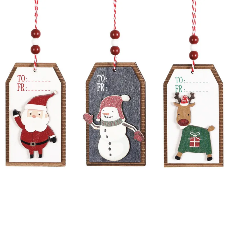 

Navidad Gifts Tag Latest Santa Elk Snowman Wooden Pendant Ornaments Christmas Tree Decorations for Home Noel Decor New Year 2020