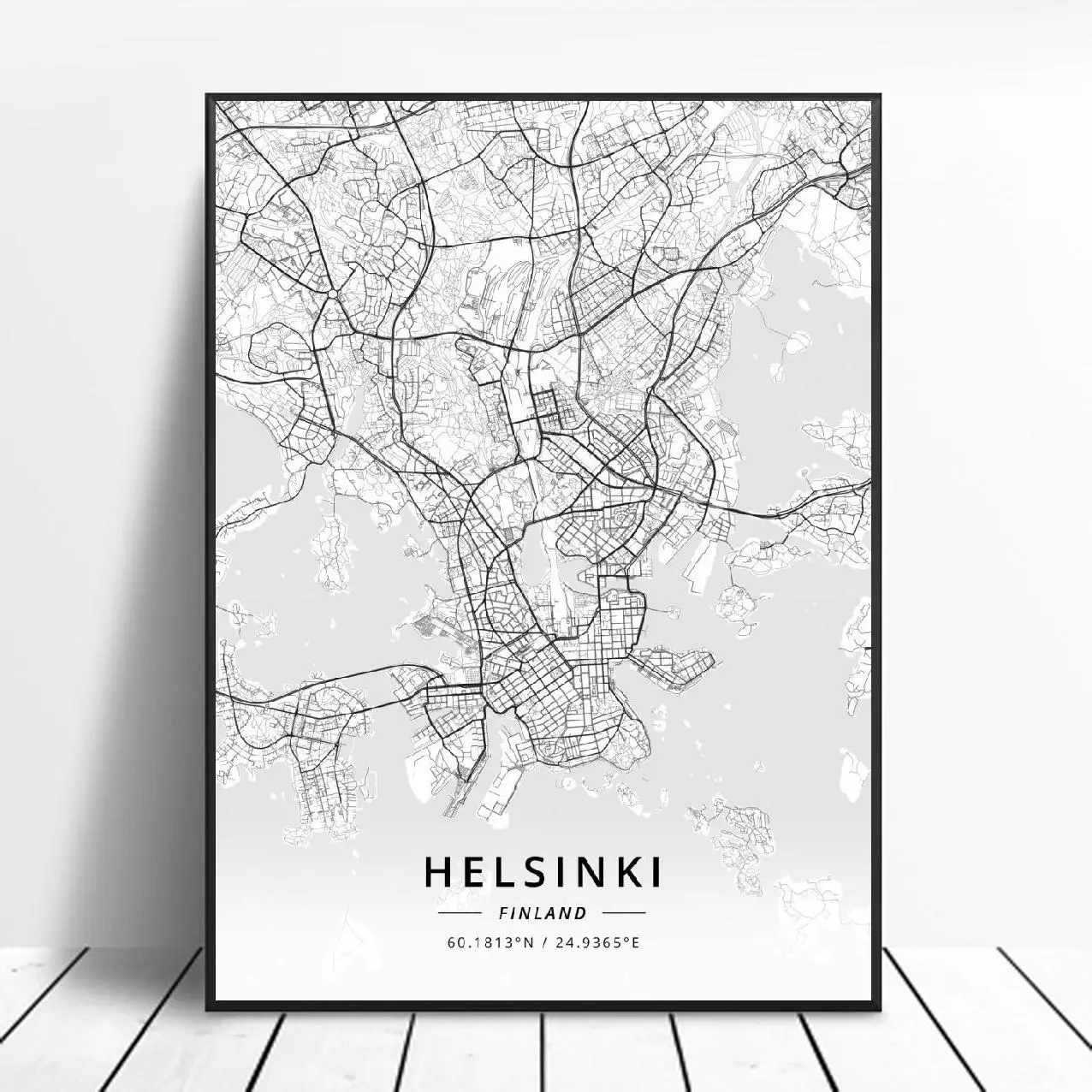 Эспоо Kokkola Turku Lappeenranta Helsinki Tampere Finland холст Художественная карта Плакат
