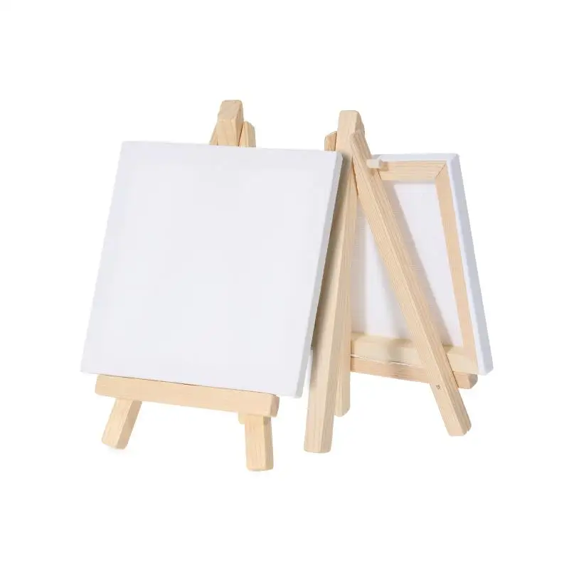 12pcs Artists 5 inch Mini Easel +3 inch x3 inch Mini Canvas Set Painting  Kids Craft DIY Drawing Small Table Easel for School - AliExpress