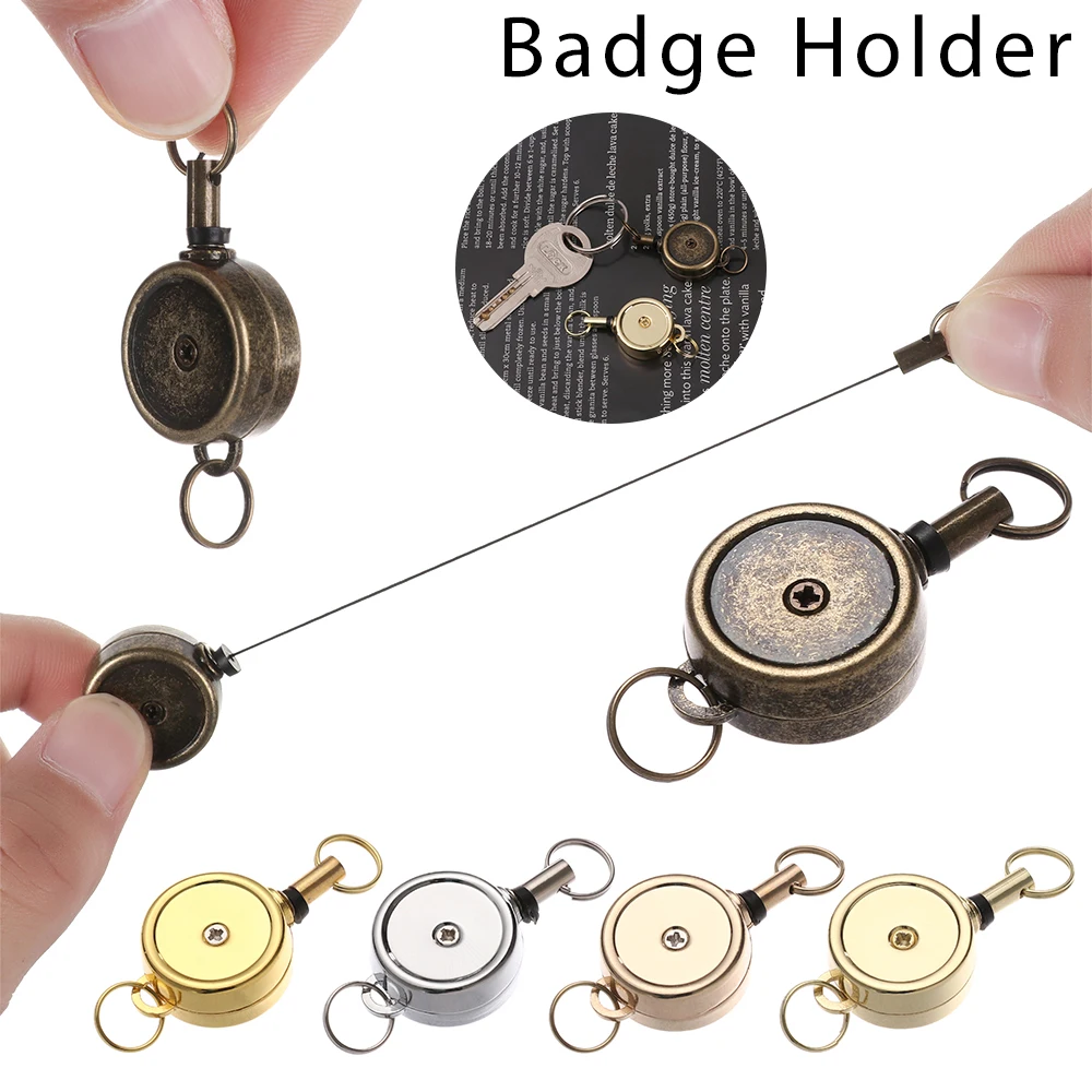 Key Ring ID Lanyard Keychain Belt Metal Badge Holder Retractable ID Card Badge Reel Chrome Work Card Keychain retractable badge reel badge holder badge holder keychain retractable id tag retractable id lanyard retractable key ring