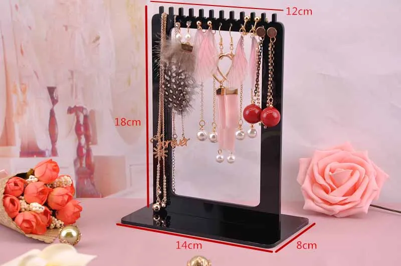 Fashion Acrylic Earring Display Necklace Stand Shelf Earring Holder Jewelry Organizer Necklace Showing Stand Earring Case