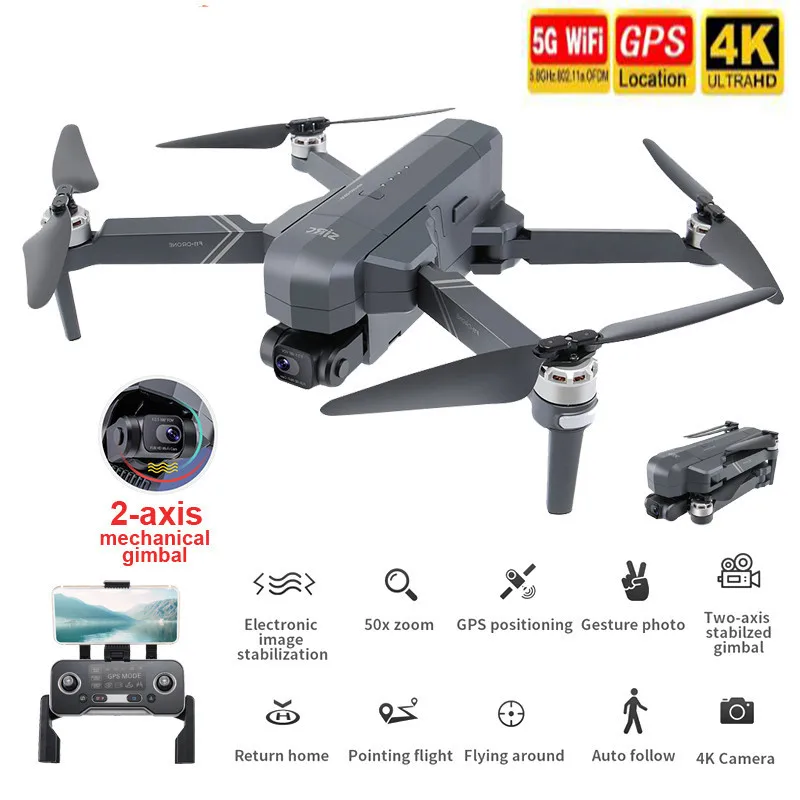 US $127.04 Best Sjrc F11 Pro 4k Gps Drone With Wifi Fpv 4k Hd Camera TwoAxis AntiShake Gimbal Brushless Quadcopter Vs Sg906 Pro 2 Dron