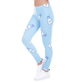 

High Quality Women Legging Milk Printed Leggins for Women Trousers High Waist Blue Legins Woman Pants Stretch Leggings