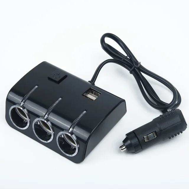 Allume-cigare à 3 voies, 12V/24V DC, multiprise pour voiture, chargeur à  prise USB, Triple adaptateur avec Port USB - AliExpress