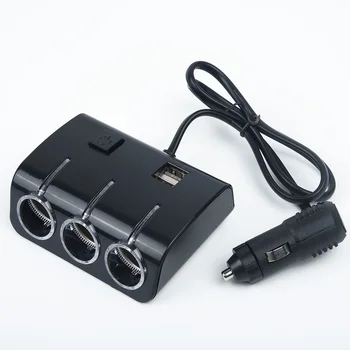 

DC 12V/24V 3 Way Car Cigarette Lighter Socket Splitter Dual USB Charger Adapter 3 Cigarette Lighter Ports And 2 USB Ports