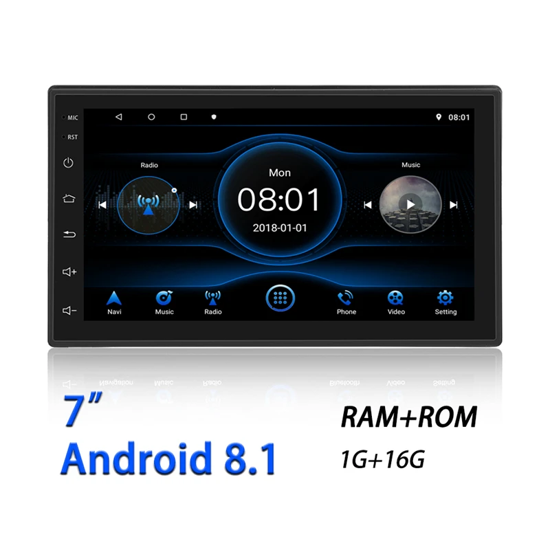 

7Inch Car GPS Navigation For Android 8.1 Quad Core Car Stereo Radio bluetooth WIFI FM Multimedia 16G Double DIN Player Free Maps