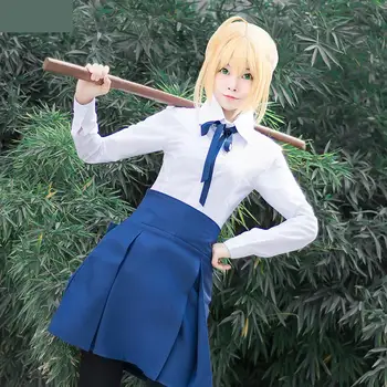 

Saber My King Cosplay Daily Clothes Fate Fate Stay Night Cosplay Young Lady White Uniform School Uniform Full Suit