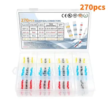 

50~350PCS Solder Seal Wire Connectors Kit, Heat Shrink Butt Connectors, Waterproof and Insulated Electrical Wire Terminals