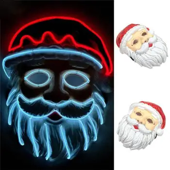 

Santa Claus Mask LED Light Up Mask Cold Light Mask Christmas Gift For Festival Party Masquerades Costume Parties In Stock