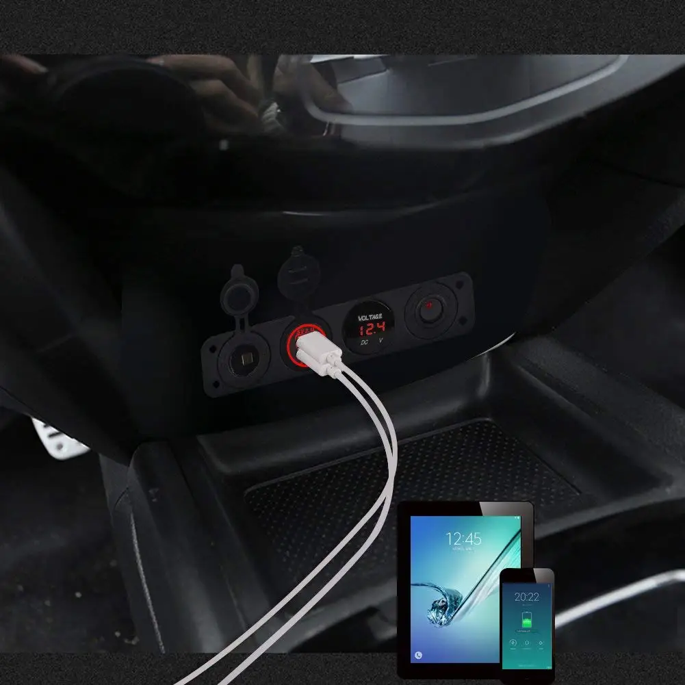 DIY 4 отверстия панель 4.2A dual usb зарядное устройство прикуриватель кулисный переключатель Вольтметр для RV автомобиля лодки прицепа транспортных средств грузовика яхты
