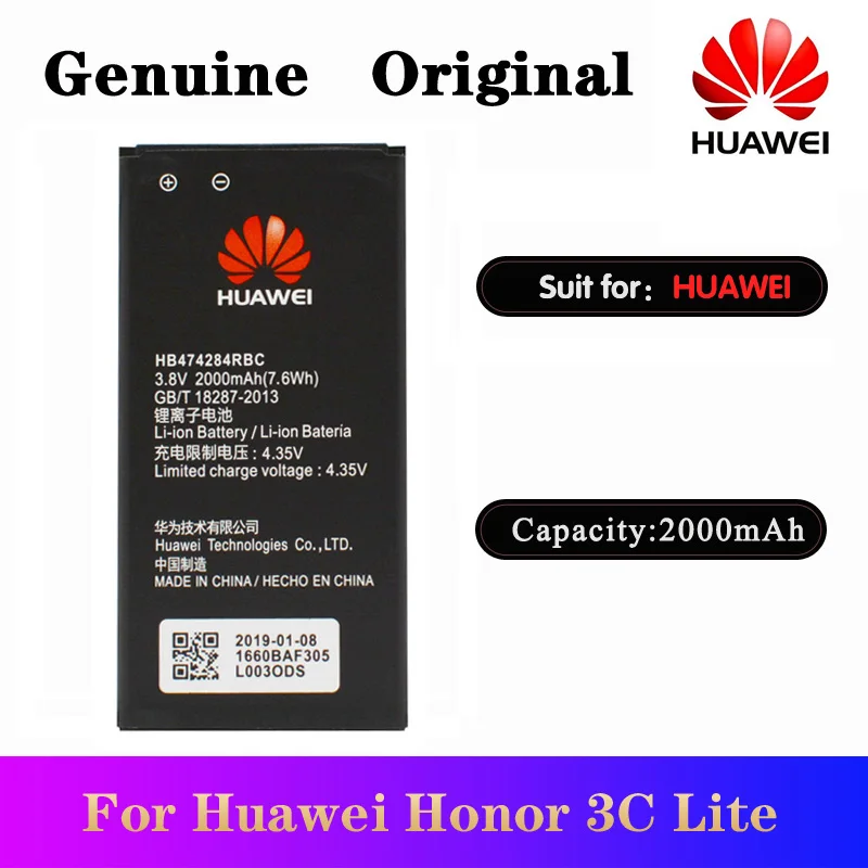 Оригинальный аккумулятор HuaWei HB474284RBC для Huawei Honor 3C Lite C8816 C8816D G521 G615 G601 G620 Y635 Y523 Y625