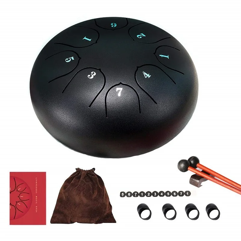 Huashu D Lotus Zen drum 11 tone notes 10 inch steel tongue Percussion  Musical instrument tamborine Handpan Beginner Meditation