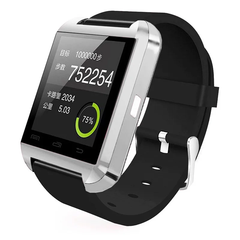 U8-silver Часы мужские New Smart Uhr Support TF SIM Kamera Men Frauen Sport Bluetooth Armbanduhr for Samsung Huawei Xiaomi Android Telefon - Цвет: U8-silver