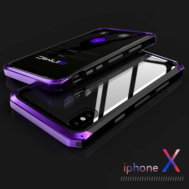 Для IPhone Xs Max XR 8 7 Plus чехол из прозрачного стекла задняя крышка Закаленного металла