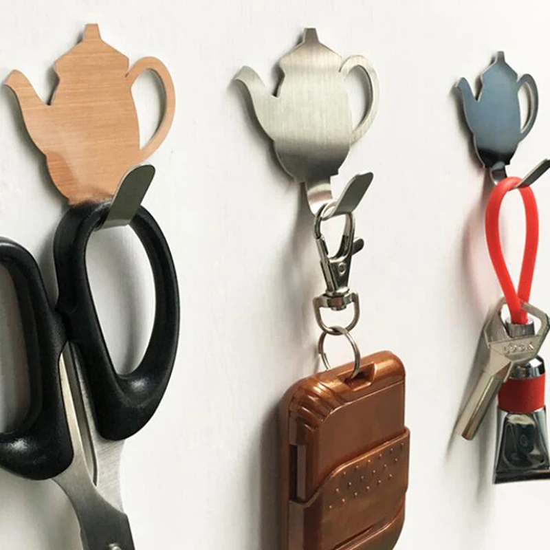 English Teapot Stainless Steel Hook Kitchen Free Punch High Quality Kawaii Creative Cute Hooks Home Decoration | Дом и сад