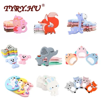 

TYRY.HU 5PC Silicone Teethers Cute Cartoon BPA Free For Baby Teething Toys Baby Teething Rodent For Nursing Necklace Toddler toy