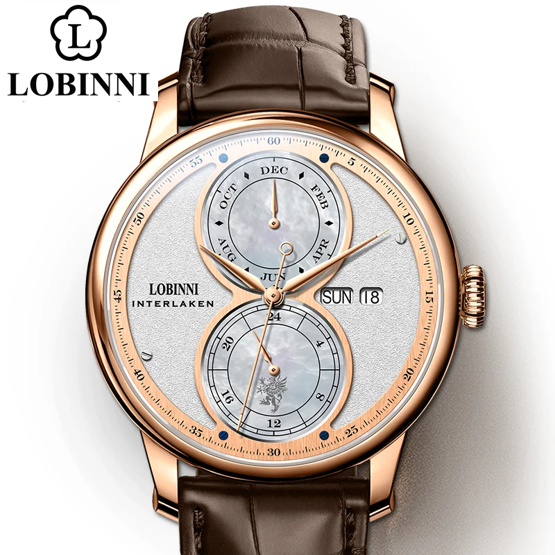 LOBINNI Automatic Mechanical watch men мужские часы relogio waterproof luxury latest business wristwatch erkek kol saati 