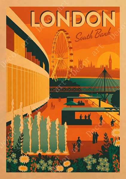 Путешествия в Лондон Англия холст живопись винтажные настенные картины крафт