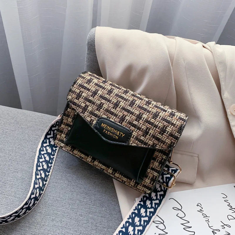

Autumn And Winter New Arrival Textured Bag Women's 2020 Popular New Style Broadband Square Sling Bag Korean-style Versatile Wool