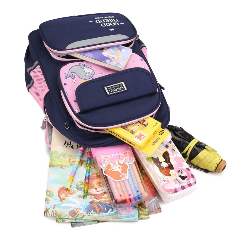 

Schoolbag for Elementary School Students Children GIRL'S Burden Relieving Spine-School Bag 6-12-Year-Old Girl'S 1-2-3 Grade Wate