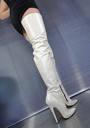 Sorbern/ботинки 12 см, 14 см, 16 см; женские ботфорты с острым носком и острым каблуком; унисекс; большие размеры 5-15