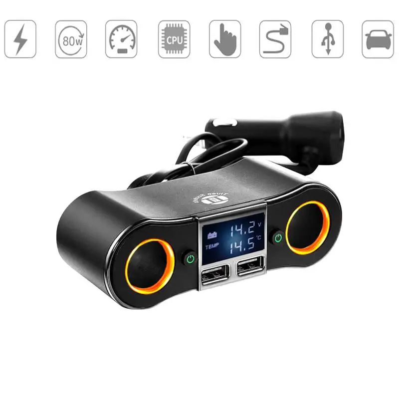 5V АВТО 2 USB зарядное устройство двойной прикуриватель гнездо адаптер Поддержка Volmeter дисплей для gps, DVR телефон