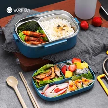 WORTHBUY Boîte à déjeuner japonaise en acier inoxydable 18/8, Bento étanche pour enfants à l'école avec compartiment pour le stockage des aliments