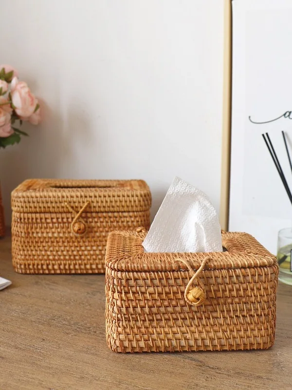 

Tissue Box Vietnam Autumn Rattan Creative Handmade Rattan Tissue Box Storage Box Desktop Finishing