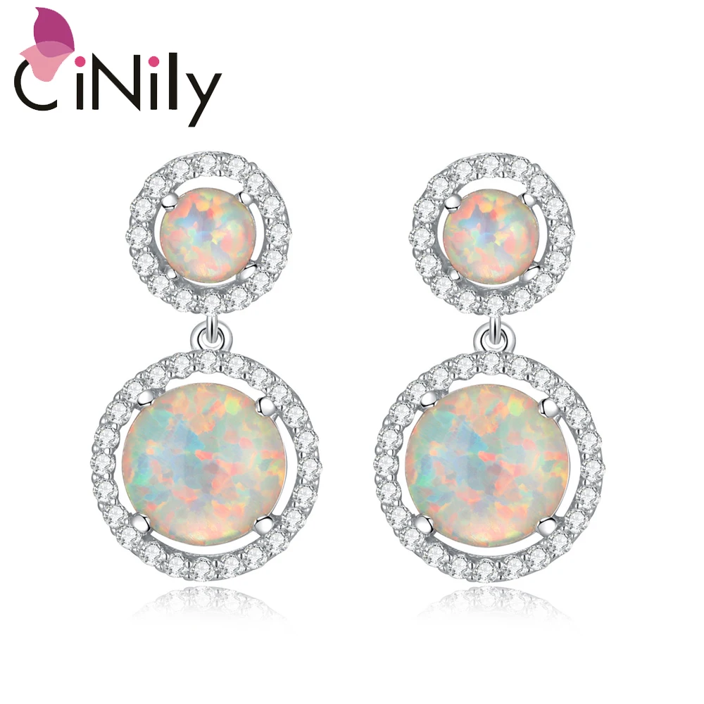 Женские серьги гвоздики с опалом Белым Круглым камнем|silver earrings|wholesale silver earringsearrings