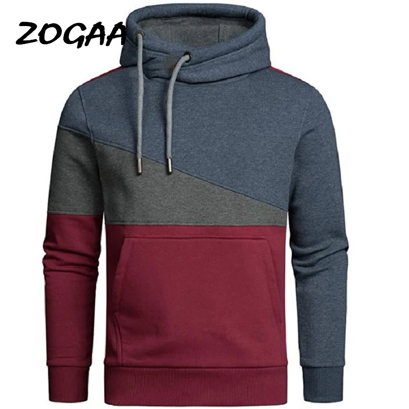 Мужской спортивный пуловер ZOGAA черный свитер с капюшоном костюм в стиле пэчворк |