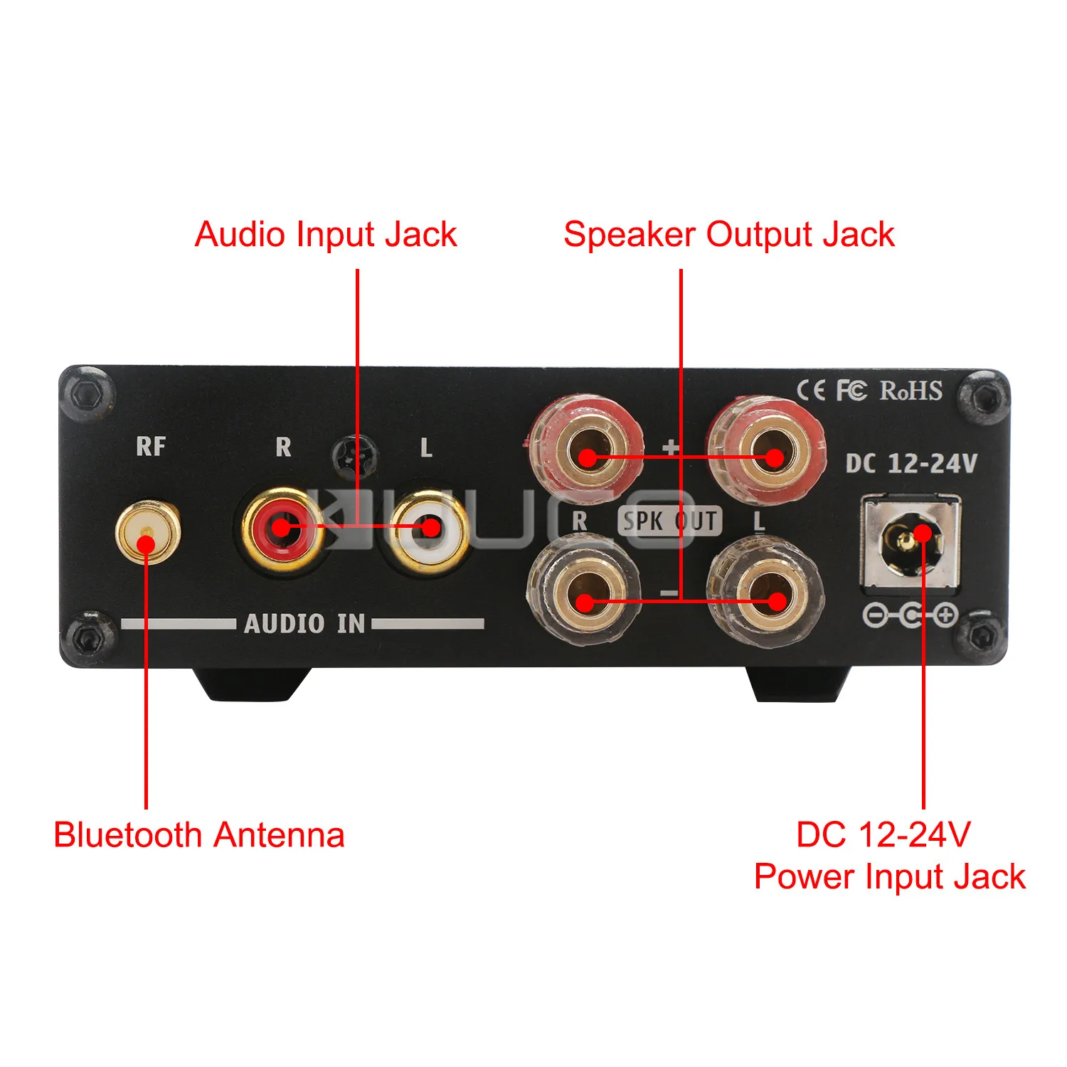 2,0 канальный усилитель 50Wx2 Bluetooth DC 12-24V 2.0CH BT Класс D домашний усилитель стерео ручка управления и 24В адаптер питания