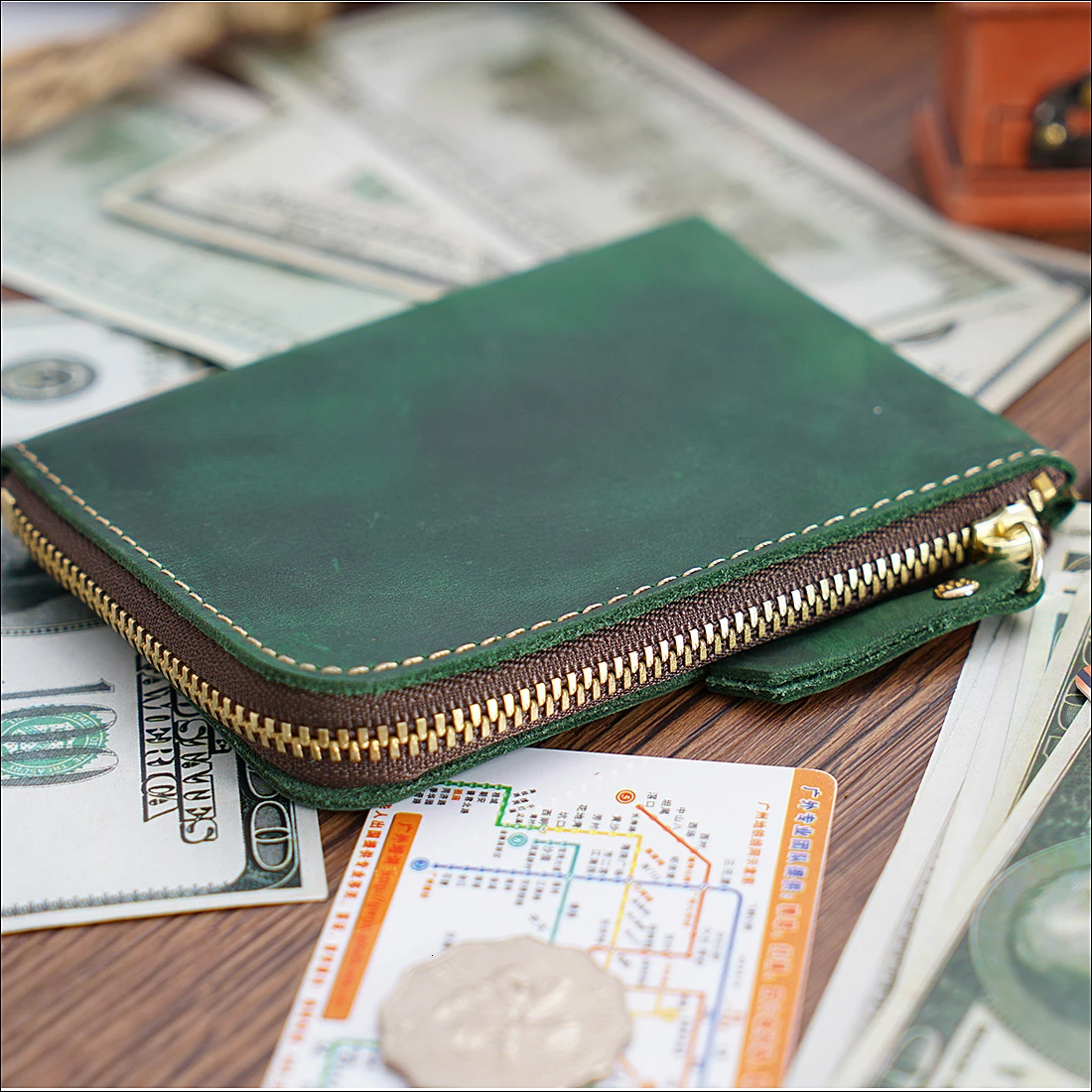 Натуральная кожа кредитный ID держатель для карт винтажный Модный кошелек для монет маленький кошелек клатч на молнии зажим для денег