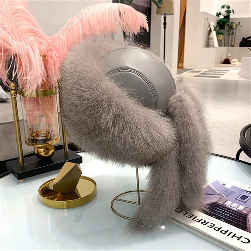 

Women Winter Hat Lei Feng Fur Fox Fur Hat Mongolian Dome Russian Hat Heat Thickened Snow Hat