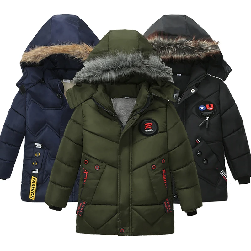 Ideal  Boy Down Jacket 2018 Winter Warm Baby Boys Star Hooded Wear Down Jacket Children Outerwear Kids Zip