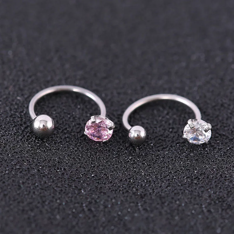 l Zircon Ear Nail C Type Ear Bone European American Simple Stainless Stee Nail Titanium Steel Nose Human Body Piercing Earrings