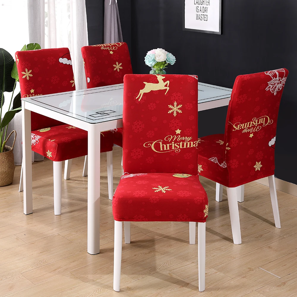 1/4/6 Spandex Polyester Printed Home Dining Stretch Chair Covers Seat Slipcover 