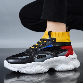 

New Fashion Men Sneakers High Top Running Shoes For Man Black White Outdoors Walking Sports Shoes Comfortable Zapatos De Hombre