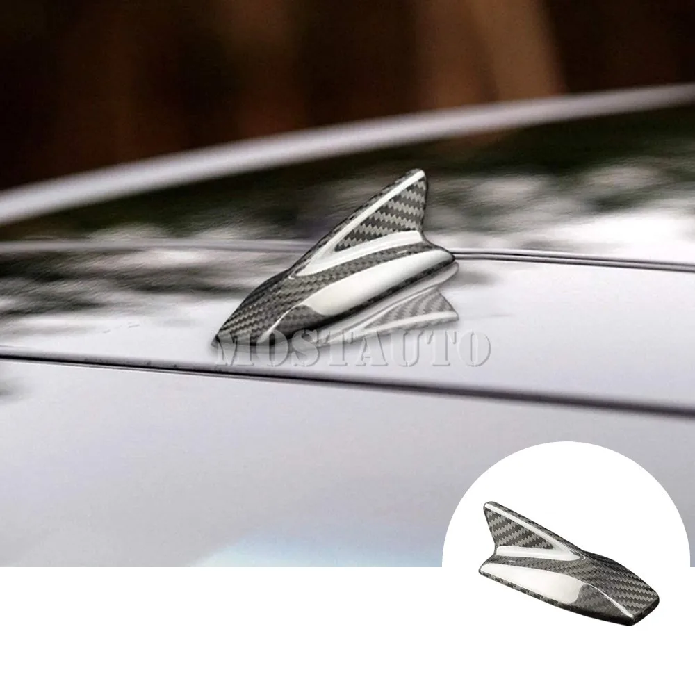 

For Lexus IS 300C 2009-2011 Real Carbon Fiber Exterior Car Roof Shark Fin Antenna Cover Trim Black/Red 1pcs