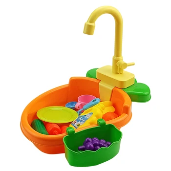 

Play House Non Toxic Mini Early Education With Faucet Electric Kitchen Supplies Simulation Smooth Dishwashing Basin Toy Set