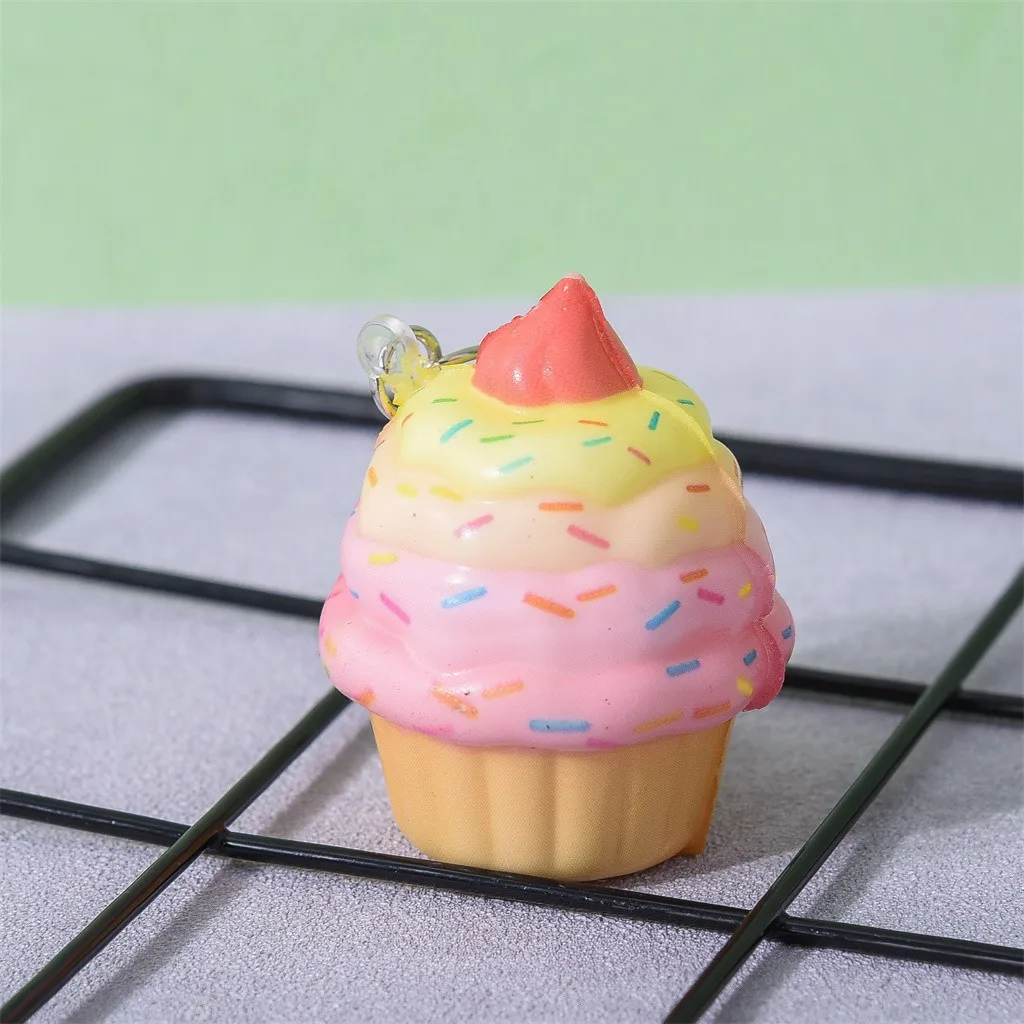 Ice Cream squeeze toy Pendants Creative Gift Simulation Cake Slow Rising Straps Bread Toys Backpack Accessories Decorations #A
