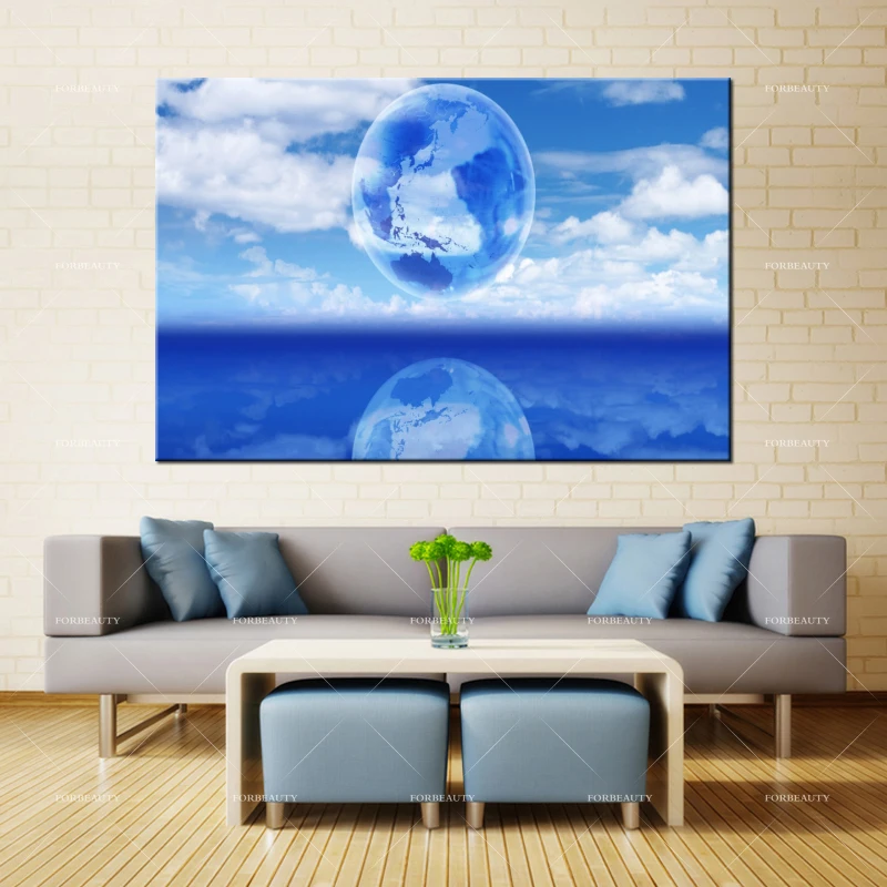 Forbeauty холст настенная живопись planet_clouds_light_blue Спрей Печать водонепроницаемые