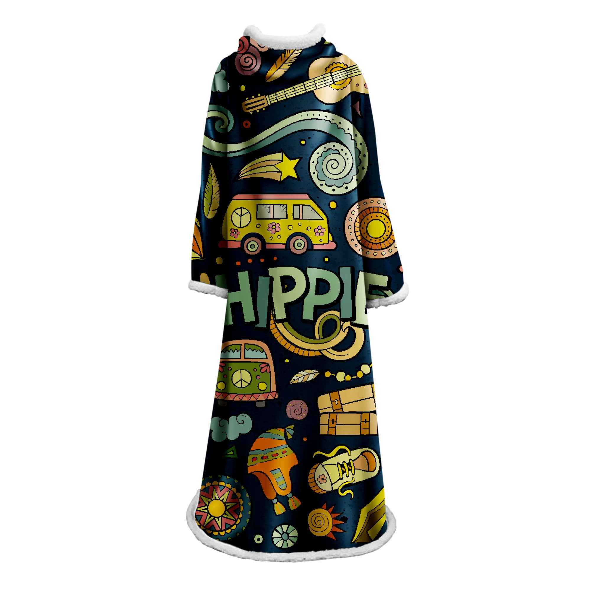 

colourful Super Soft Comfy Warm Plush Throw with Sleeves TV Blanket Wrap Robe Cover for Lounge Chair Couch BS8