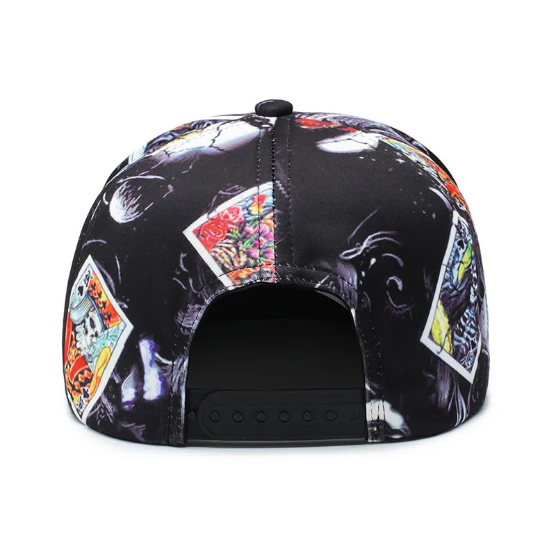 Оригинальная бейсбольная кепка для мужчин snapback, фирменная вышивка, покерная печать, хип-хоп кепка, 6 панелей, кости, лен, скелет, спортивные шапки