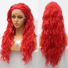 Bombshell огненная красная волна воды синтетический 13*3 парик фронта шнурка Жаростойкие Волокна естественные волосы Расставание для женщин парики